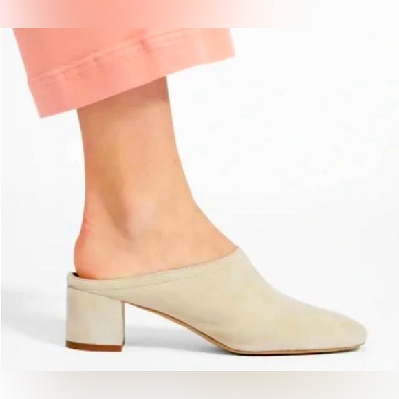 Everlane Day Heel Mule Beige Size 9 Suede Block Heel Slip On GUC - Picture 1 of 9